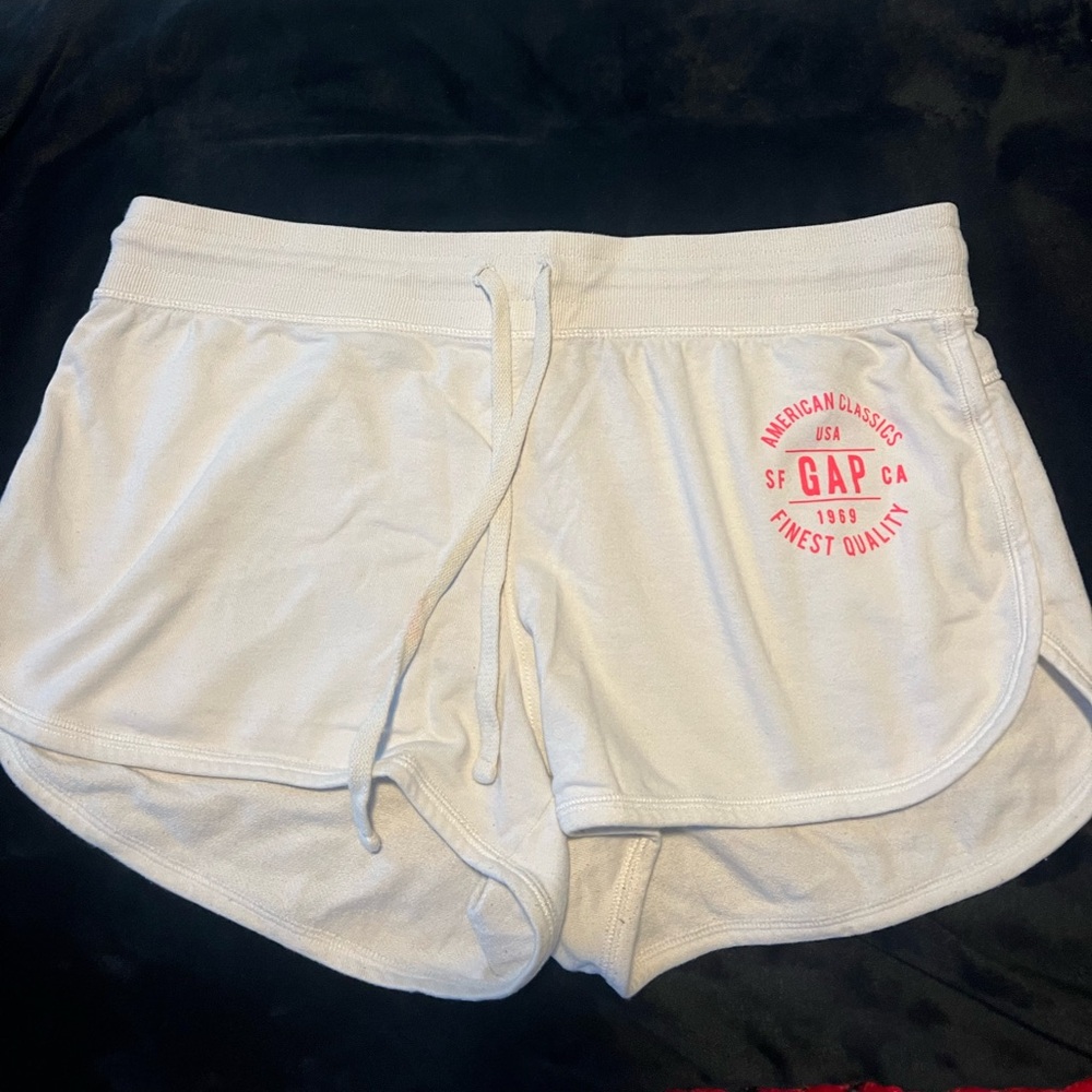 Gap Women’s French Terry High Waist Shorts Size Large White and Pink